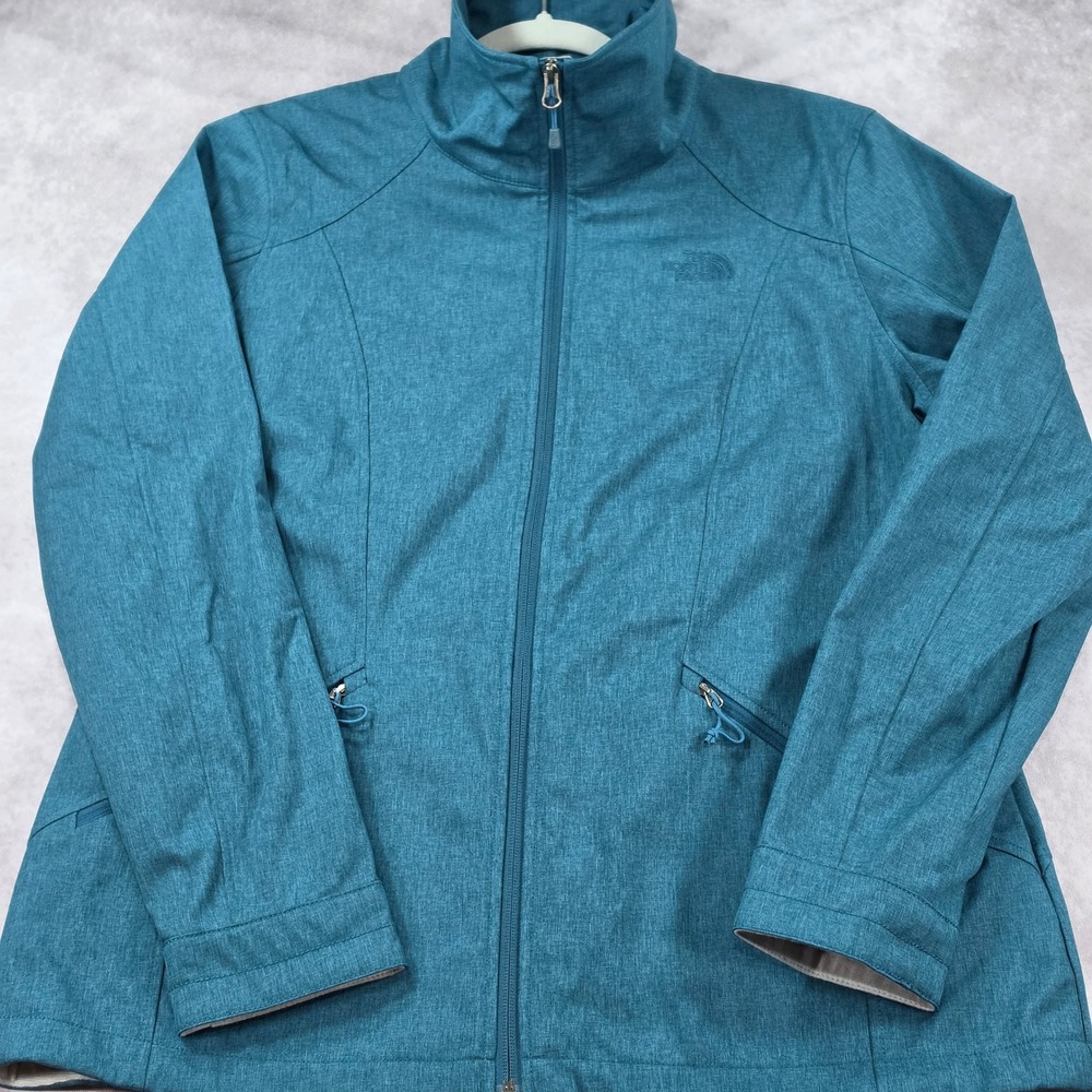 The North Face Softshell Jacket Womens XL Teal Blue Excellent Full Zip Heathered